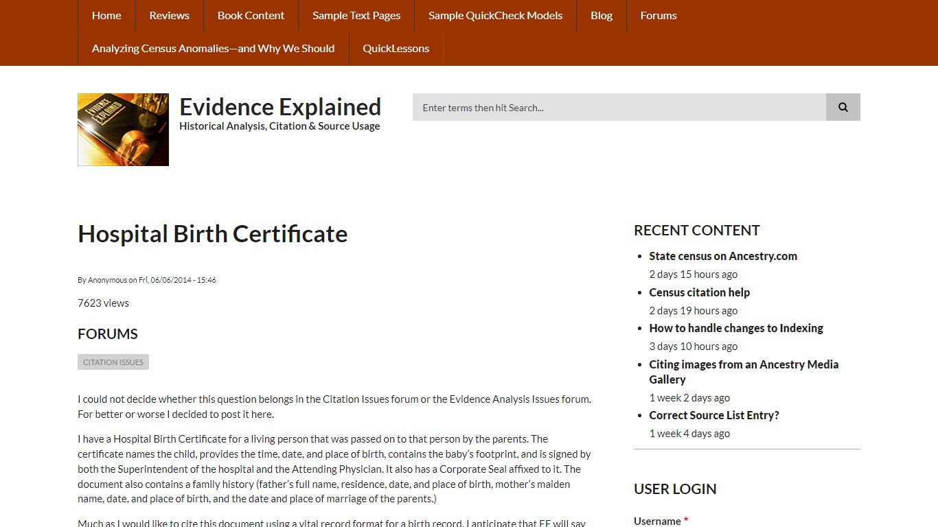 Hospital Birth Certificate | Evidence Explained